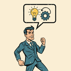 Creative business strategy concept, from brilliant idea to successful implementation process