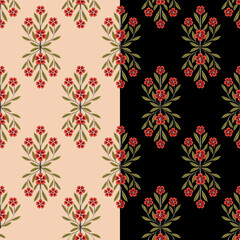 Abstract seamless color full paisley flower leaf bunch pattern