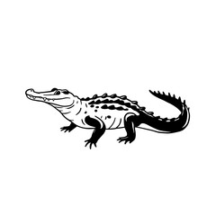 Fototapeta premium Crocodile. Crocodile simple black and white line art vector logo