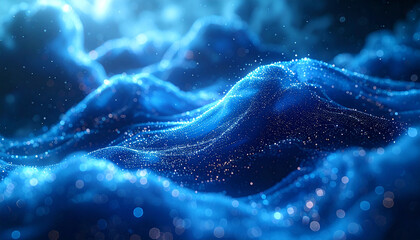 Oceanic Luminescence: An ethereal display of waves illuminated by shimmering particles creates a captivating spectacle of the ocean's depths, offering a serene and abstract visual experience.