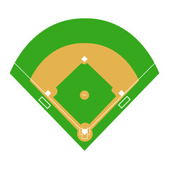 Green Baseball Field Diamond Vector Illustration for Sports Game Competition and Athletic Recreation Design Concepts Isolated on White Background for League and Team Branding