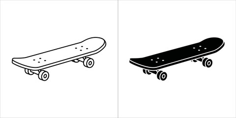 Skateboard icon outline and silhouette © JoniStock