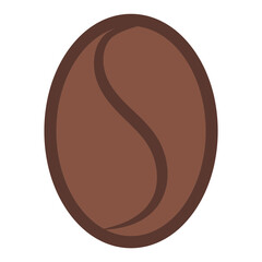 Simple Flat Color Vector Icon of a Brown Coffee Bean, Symbolizing Caffeine, Breakfast, and Coffee Shops