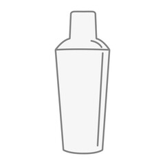 Simple Gray Outline Vector Icon of a Cocktail Shaker, Symbolizing Bars, Drinks, and Bartending