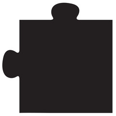 Solid Black Silhouette Vector Icon of a Single Jigsaw Puzzle Piece, Symbolizing Problem Solving, Connection, and Teamwork