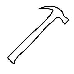 Outline Claw Hammer Icon Hand Tool for Construction and Carpentry Vector Isolated on White