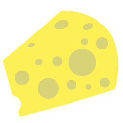 Yellow Swiss Cheese Slice Wedge with Holes Icon Vector Isolated on White Background Dairy Food
