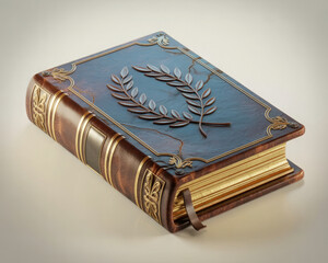Antique book with leather cover and gold detailing
