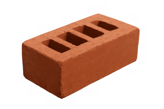 Red clay brick building material on transparent background - Powered by Adobe
