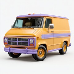 Yellow van with purple accents