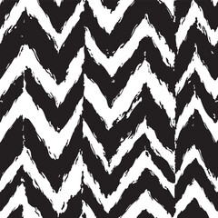 Bold Black Zigzag Brush Stroke Pattern Seamless abstract background