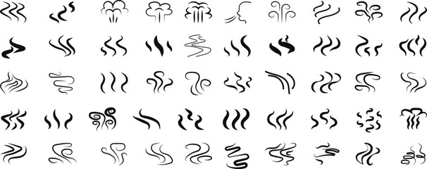 Fototapeta premium Set of hand drawn doodle smoke, steam, vapor isolated on white background