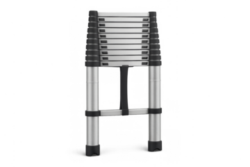 Aluminum telescopic ladder collapsed for easy portability