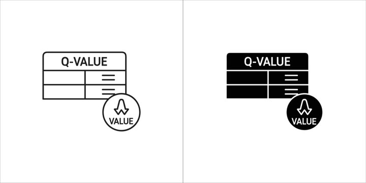 Qvalue table icon with a circle containing a stylized a and value text