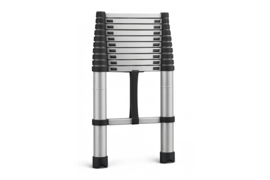 Aluminum telescopic ladder collapsed for easy portability
