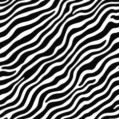 Seamless diagonal zebra stripe pattern in black and white stripes