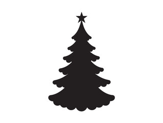 New Christmas tree and icon in silhouette white background.