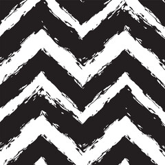 White and black brush stroke chevron pattern seamless background black and white