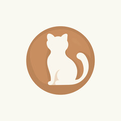 Cat emblem, minimal badge icon. Simple cat silhouette inside a circle, perfect for pet, veterinary, and logo uses.