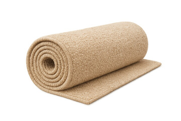 Beige fluffy carpet rug against transparent background