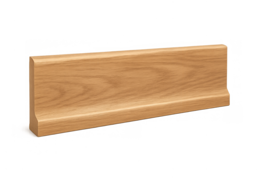 Wooden oak baseboard molding trim isolated on transparent