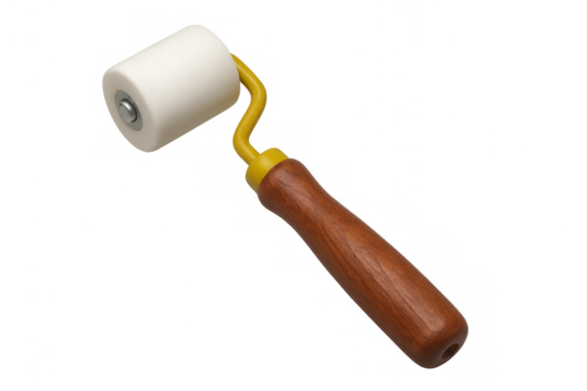 Craft brayer roller with wood handle on transparent background - Powered by Adobe