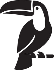 Obraz premium Toucan silhouette perched on a branch bird icon, Black tropical bird vector illustration