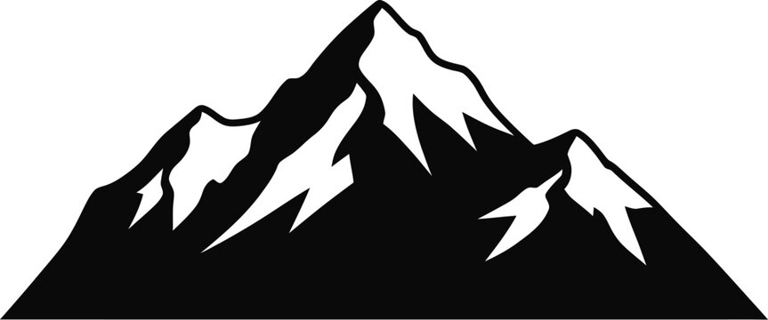 Stylized silhouette of snow capped jagged mountain peaks