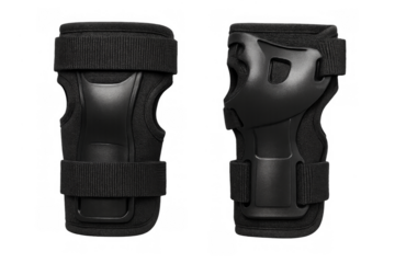 Black protective wrist guards for extreme sports safety