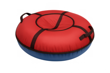 Red blue snow tube for winter recreation isolated