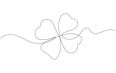 Continuous one line drawing of four leaf clovers icon vector. elegant botanical symbol. vector illustration.