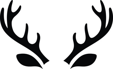 Stylized black silhouette of deer antlers and ears