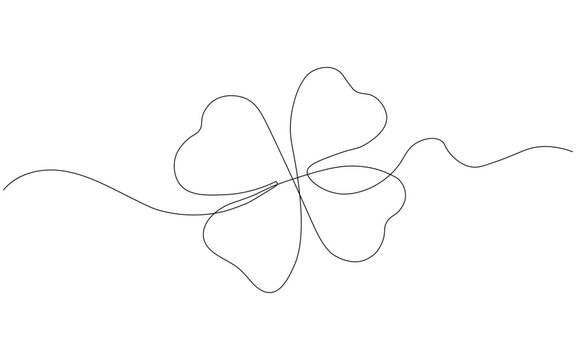 Continuous one line drawing of four leaf clovers icon vector. elegant botanical symbol. vector illustration.