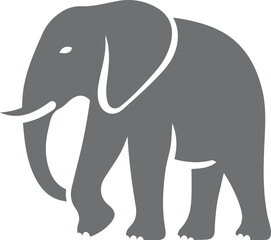 Grey silhouette of an elephant walking animal, Gentle elephant vector illustration