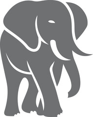 Grey elephant silhouette walking on white background, Majestic elephant wildlife vector art