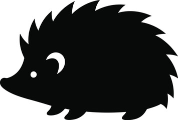 Simple black silhouette of a cute hedgehog facing left