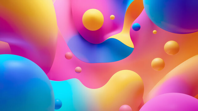 Vibrant modern 3d abstract gradient background with fluid shapes and colorful spheres for creative design, digital art, branding, and contemporary visuals