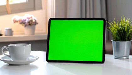 Digital tablet green screen, Generated with AI.