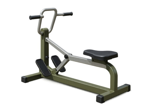 Rowing machine for fitness workout, isolated on a transparent background