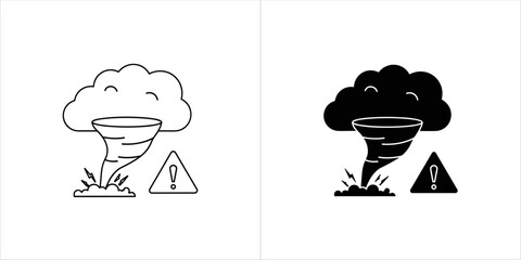 Tornado warning icon, a symbol of natural disaster and severe weather alert