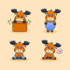 Cute Moose Cartoon Character