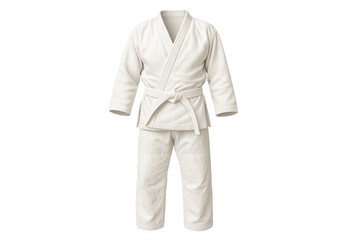 White martial arts gi uniform with white belt