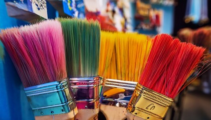 vibrant and colorful paintbrush art exhibited in a craft show