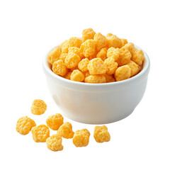 Cheesy snacks in a bowl Isolated transparent on white background