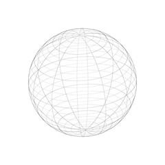 abstract globe design. sphere, ball, line drawing on a white background, isolate.