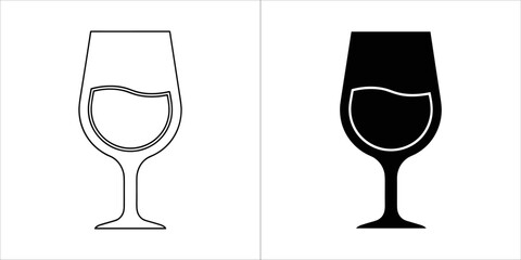 Fototapeta premium Wine glass with liquid, one outlined and one solid black