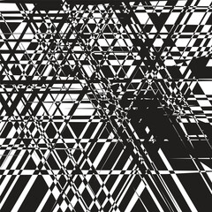black and white fragmented geometry