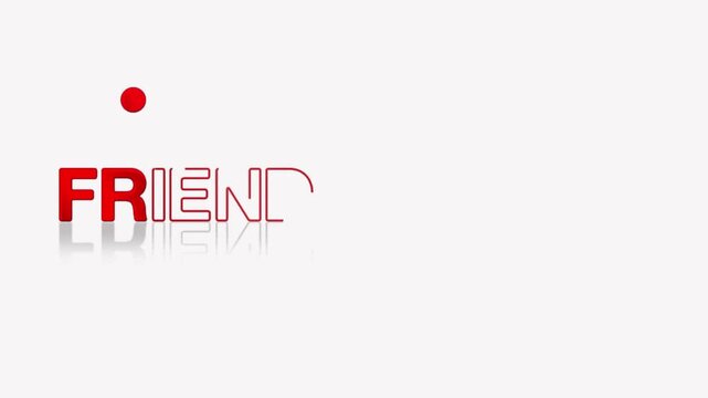 animated jumping or bouncing ball of friendship day text word lettering typography glow neon reveal, Bright letters jump in the inscription friendship  theme video,motion seamless loop animated red ty