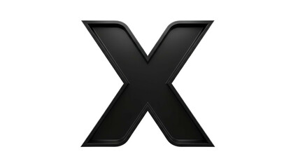 Fototapeta premium Black 3D Letter X on Transparent Background Modern Graphic Design