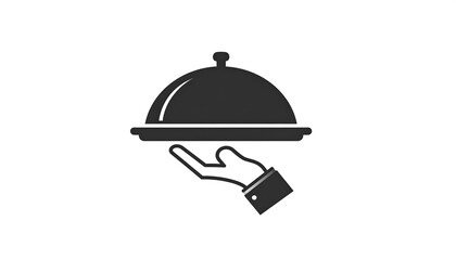 A grayscale icon depicts a hand holding a covered serving dish, against a white background (1)